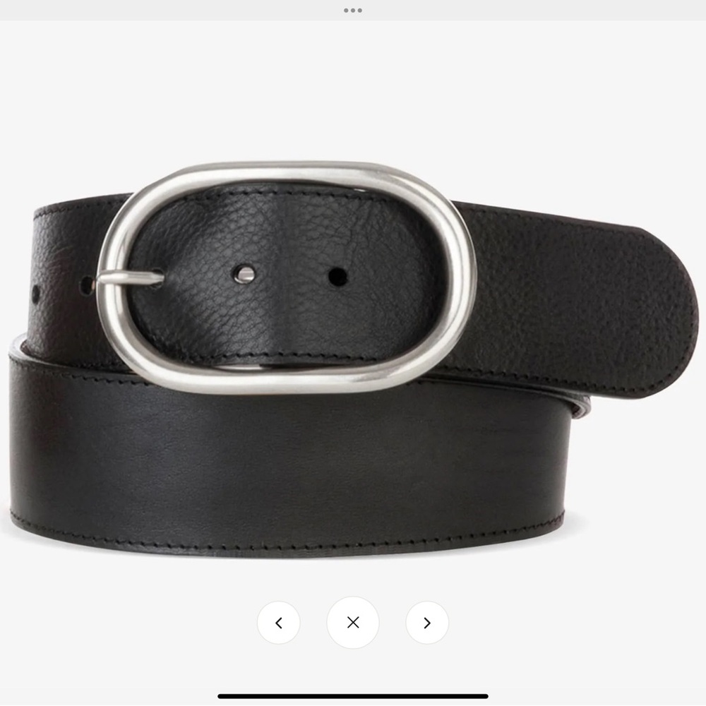 Brave Fia Vachetta Women’s Size 36 Black Leather Belt with Silver-colored Buckle